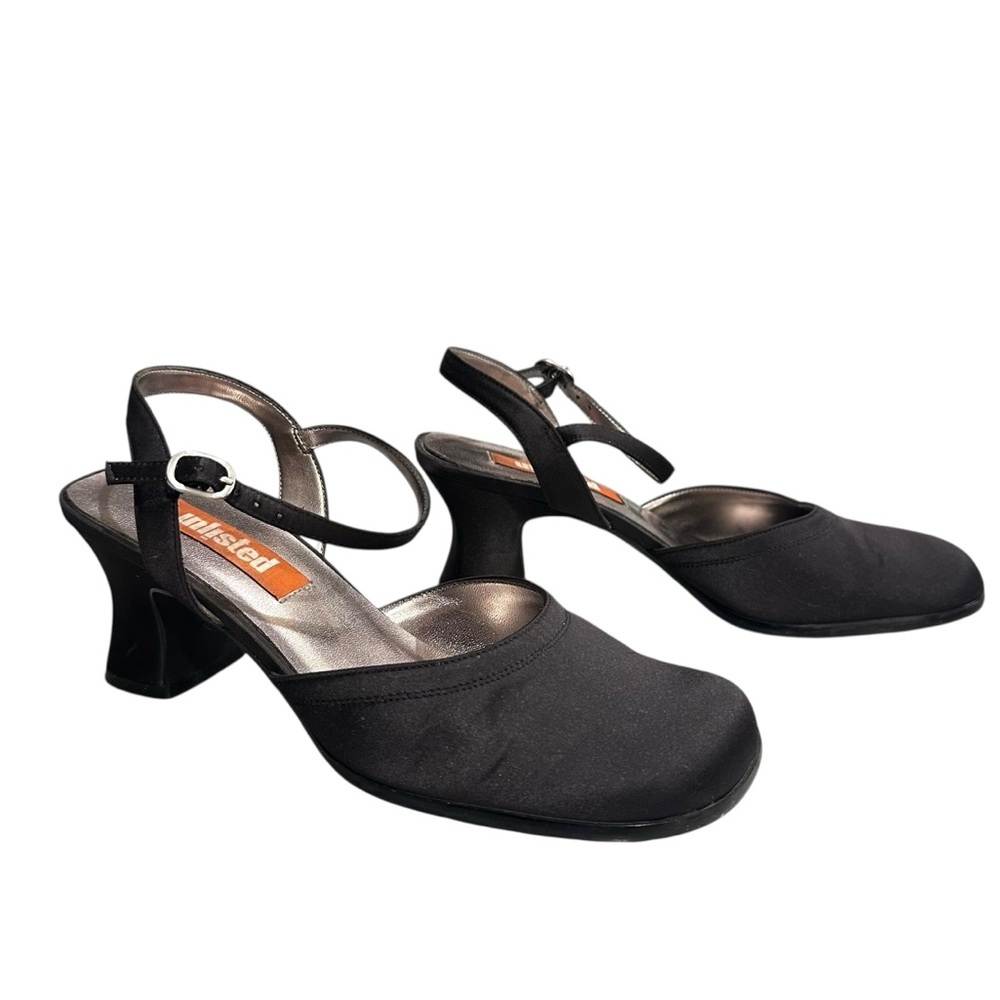Unlisted Black Satin Curved Heel Square Toe Mary Jane’s Y2K Size 8